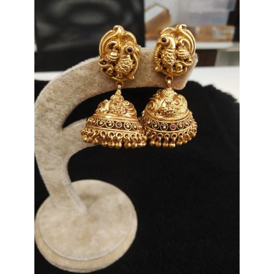 Kanakdharaa - Pure Silver Gold Polished Earrings Jhumukka