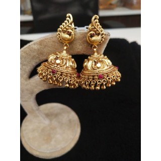 Kanakdharaa - Pure Silver Gold Polished Earrings Jhumukka