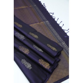 Dark Blue Pure Handloom Soft Silk Saree