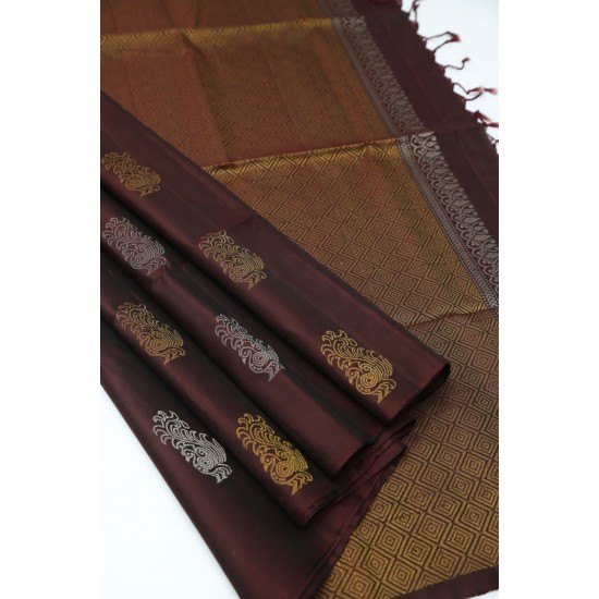 Brown Pure Handloom Soft Silk Saree Brown Pure Handloom Soft Silk Saree