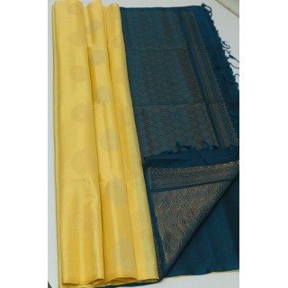 Sandal Greenish Blue Pure Handloom Soft Silk Saree