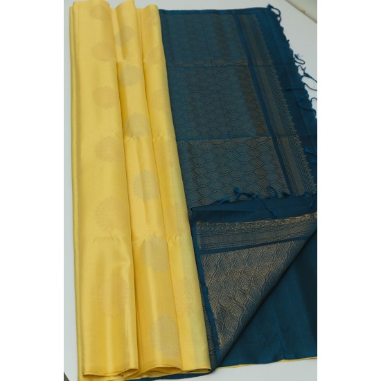 Sandal Greenish Blue Pure Handloom Soft Silk Saree