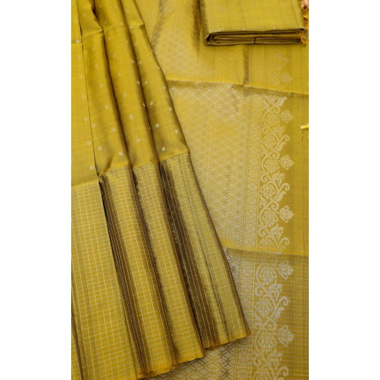 Olive Green - Pure Handloom Soft Silk Saree