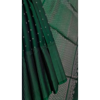 Darkgreen - Pure Handloom Soft Silk Saree