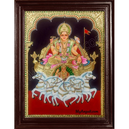 Suryanarayanan - Lord Surya Dev Tanjore Painting Suryanarayanan - Lord Surya Dev Tanjore Painting
