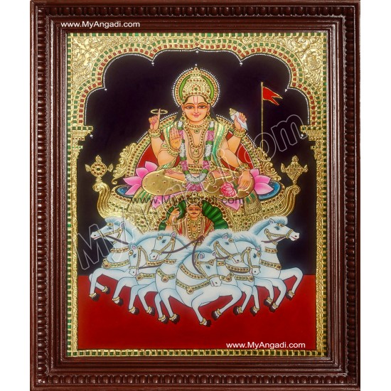 Suryanarayanan - Lord Surya Dev Tanjore Painting Suryanarayanan - Lord Surya Dev Tanjore Painting