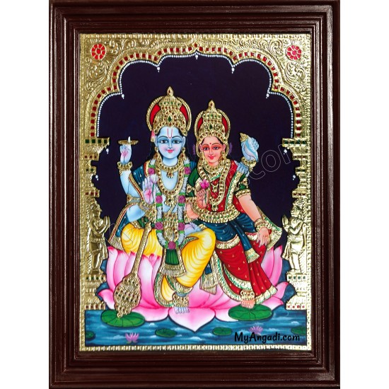 Vishnu and Lakshmi Tanjore Painting