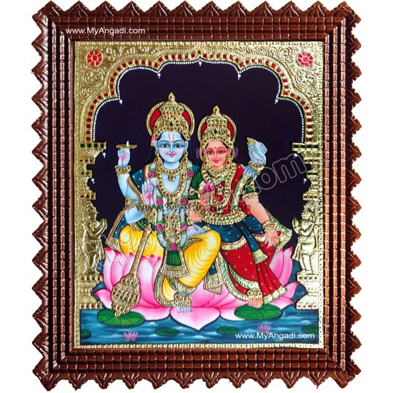 Vishnu and Lakshmi Tanjore Painting