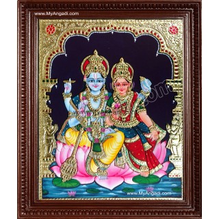 Vishnu and Lakshmi Tanjore Painting