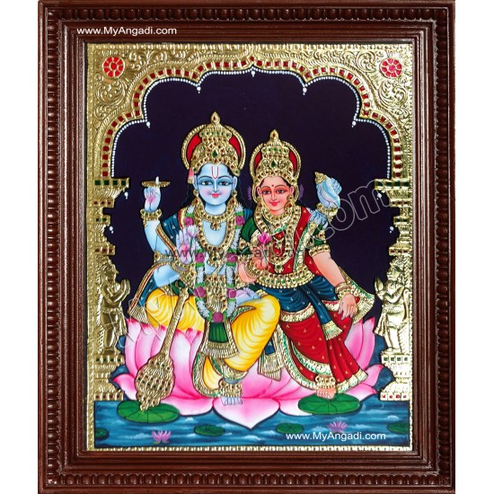 Vishnu and Lakshmi Tanjore Painting