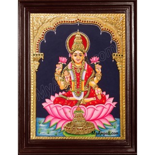 Lakshmi in Lotus Tanjore Painting
