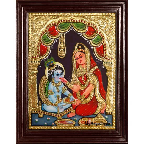 Yasotha Feeding Krishna Tanjore Painting