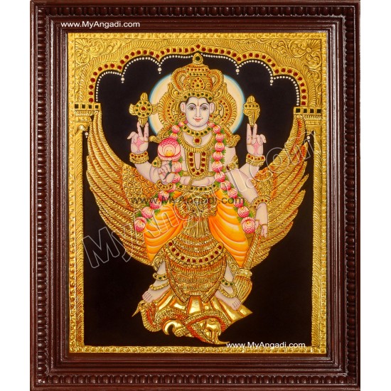 Vishnu in Garudan Tanjore Painting