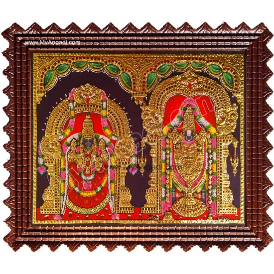 Tirupati Venkatachalapathi and Alamelu Tanjore Painting Tirupati Venkatachalapathi and Alamelu Tanjore Painting