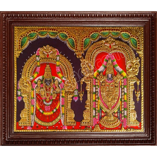 Tirupati Venkatachalapathi and Alamelu Tanjore Painting Tirupati Venkatachalapathi and Alamelu Tanjore Painting