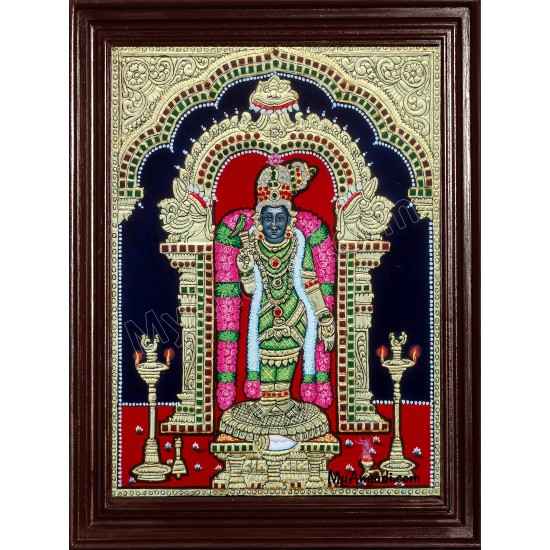 Meenakshmi Amman - Vaira Greedam Tanjore Painting Meenakshmi Amman - Vaira Greedam Tanjore Painting