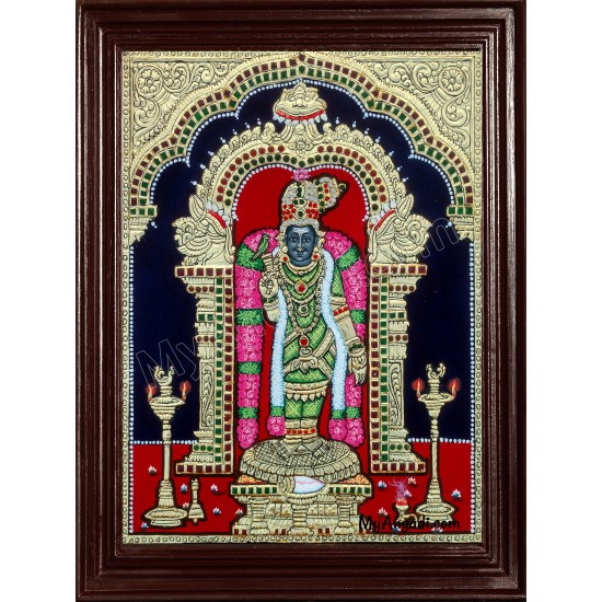 Meenakshmi Amman - Vaira Greedam Tanjore Painting