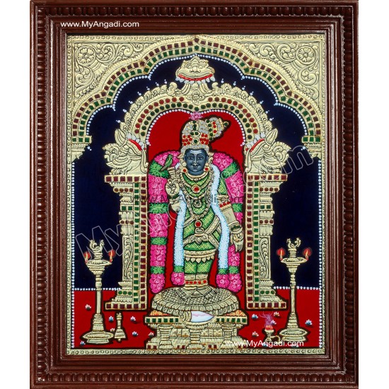 Meenakshmi Amman - Vaira Greedam Tanjore Painting Meenakshmi Amman - Vaira Greedam Tanjore Painting