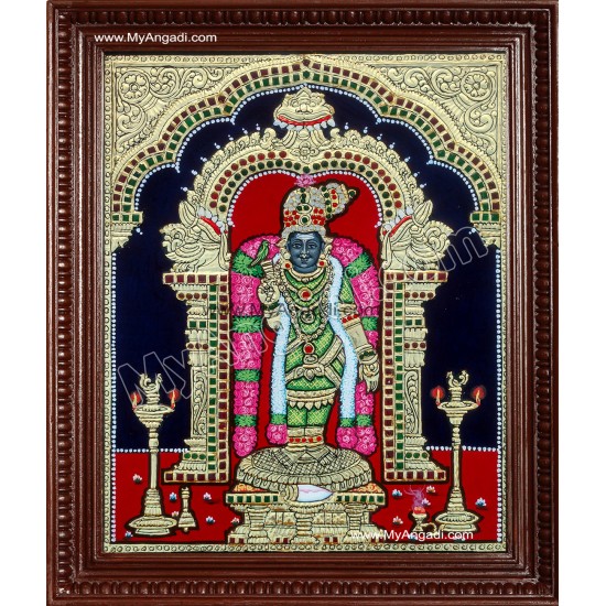 Meenakshmi Amman - Vaira Greedam Tanjore Painting