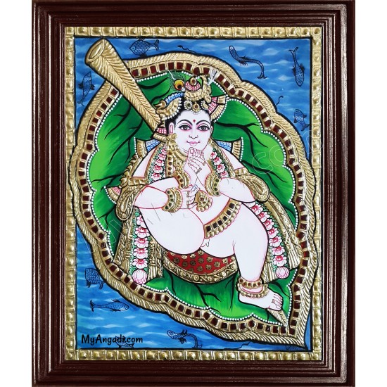 Alilai Krishna Tanjore Painting Alilai Krishna Tanjore Painting
