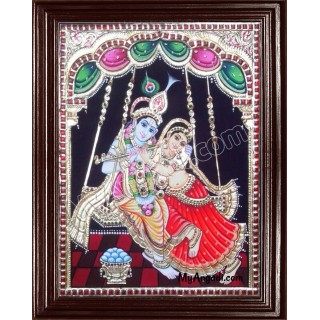 Swinging Radhe Krishna Tanjore Painting