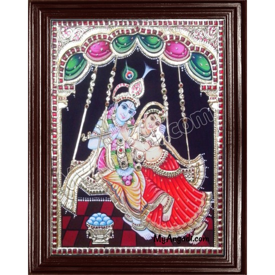 Swinging Radhe Krishna Tanjore Painting Swinging Radhe Krishna Tanjore Painting