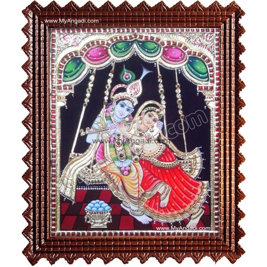 Swinging Radhe Krishna Tanjore Painting Swinging Radhe Krishna Tanjore Painting