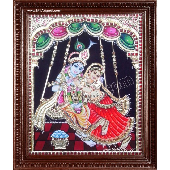 Swinging Radhe Krishna Tanjore Painting Swinging Radhe Krishna Tanjore Painting