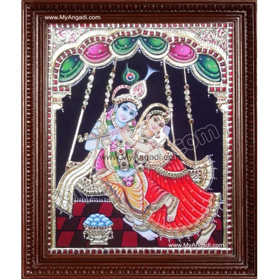 Swinging Radhe Krishna Tanjore Painting