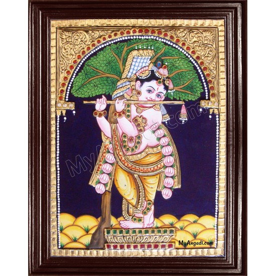 Punnai Mara Krishna Tanjore Painting Punnai Mara Krishna Tanjore Painting