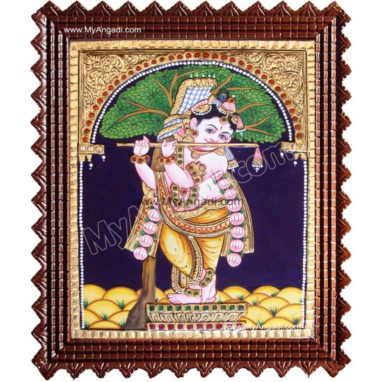 Punnai Mara Krishna Tanjore Painting Punnai Mara Krishna Tanjore Painting