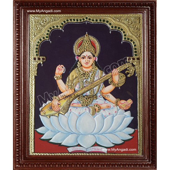 Saraswati Tanjore Painting Saraswati Tanjore Painting