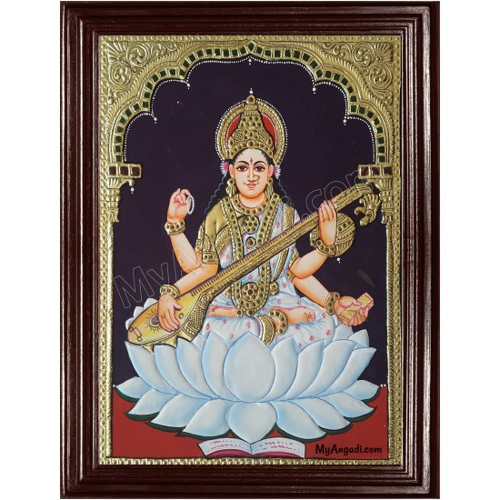 Saraswati Tanjore Painting Saraswati Tanjore Painting
