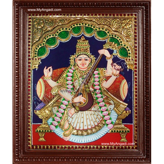 Saraswati Tanjore Painting Saraswati Tanjore Painting