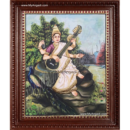 Ravi Varma Saraswathi Tanjore Painting