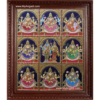 Ashta Lakshmi Tanjore Painting, AshtaLakshmi Tanjore Painting