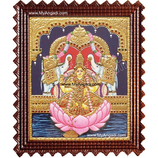 Gaja Lakshmi Tanjore Painting, Gajalakshmi Tanjore Painting