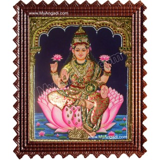 Lotus Dhana Lakshmi Tanjore Painting, Dhanalakshmi Tanjore Painting