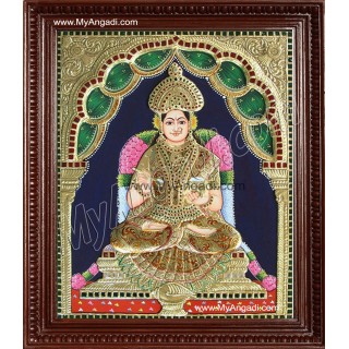 Annapoorani Frame Tanjore Painting, Traditional Annapoorani Tanjore Painting