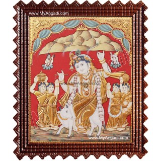 Antique Kovarthana Krishna Tanjore Painting, Krishna Tanjore Painting