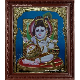Butter Krishna Tanjore Painting, Baby Krishna Tanjore Painting