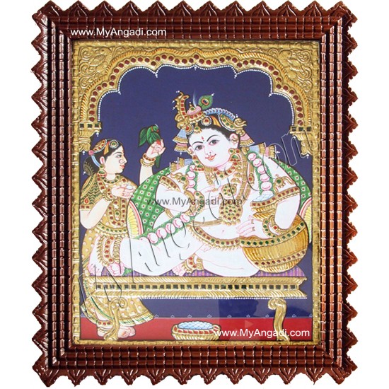 Butter Krishna Tanjore Painting, Baby Krishna Tanjore Painting