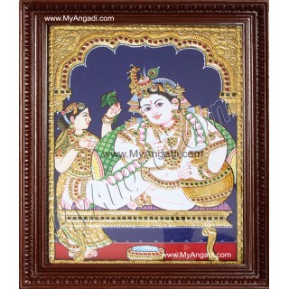 Butter Krishna Tanjore Painting, Baby Krishna Tanjore Painting