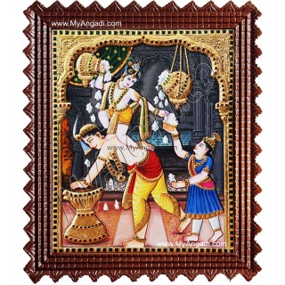 Butter Krishna Tanjore Painting, Baby Krishna Tanjore Painting