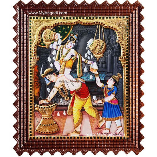 Butter Krishna Tanjore Painting, Baby Krishna Tanjore Painting