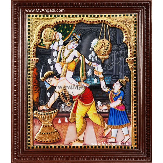 Butter Krishna Tanjore Painting, Baby Krishna Tanjore Painting