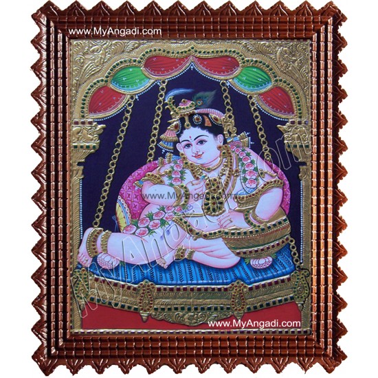 Butter Krishna Tanjore Painting, Baby Krishna Tanjore Painting