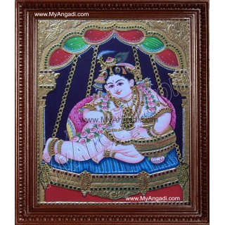 Butter Krishna Tanjore Painting, Baby Krishna Tanjore Painting