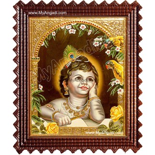 Child Krishna Tanjore Painting, Baby Krishna Tanjore Painting