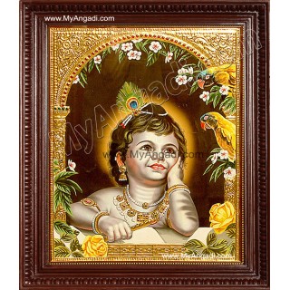 Child Krishna Tanjore Painting, Baby Krishna Tanjore Painting